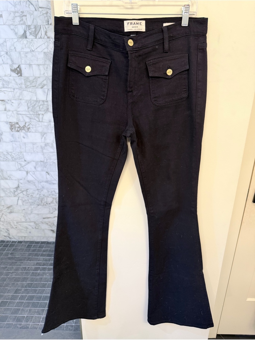 Frame Denim Dark Navy/Black Pocket Flare Jeans